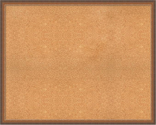 Amanti Art Natural Cork Board for Wall, 32x40 Vision Board with Bronze Frame, X-Large Corkboard Office Decor for Home Organization, Modern Corkboard Pinboard to Display Items for Home Organization in