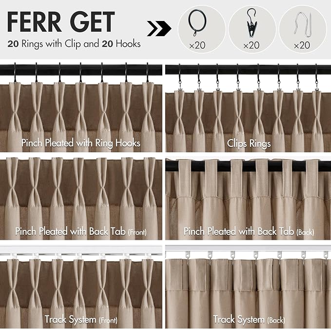 Memory Trained Pinch Pleated Curtains 84 Inches Long, Viral Linen Pinch Pleat - Image 5