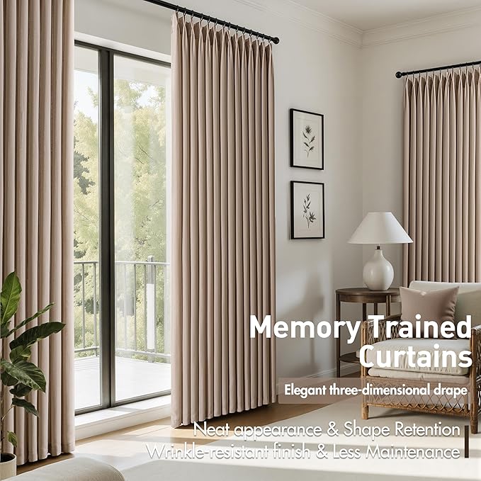 Memory Trained Pinch Pleated Curtains 108 Inches Long, Viral Linen Pinch Pleat - Image 3