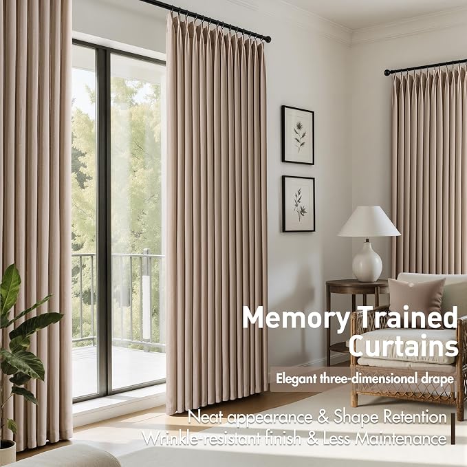 Memory Trained Pinch Pleated Curtains 108 Inches Long, Viral Linen Pinch Pleat - Image 3