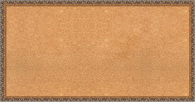Amanti Art Natural Cork Board for Wall, 22x42 Vision Board with Bronze Frame, Large Corkboard Office Decor for Home Organization, Traditional Corkboard Pinboard to Display Items for Home Organization