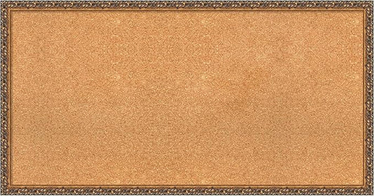 Amanti Art Natural Cork Board for Wall, 22x42 Vision Board with Bronze Frame, Large Corkboard Office Decor for Home Organization, Traditional Corkboard Pinboard to Display Items for Home Organization