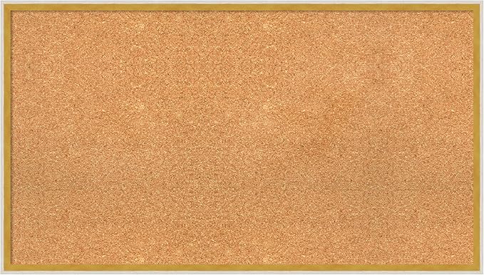 Amanti Art Natural Cork Board for Wall, 21x37 Vision Board with White Frame, Large Corkboard Office Decor for Home Organization, Modern Corkboard Pinboard to Display Items for Home Organization in