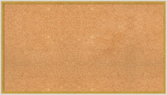 Amanti Art Natural Cork Board for Wall, 21x37 Vision Board with White Frame, Large Corkboard Office Decor for Home Organization, Modern Corkboard Pinboard to Display Items for Home Organization in