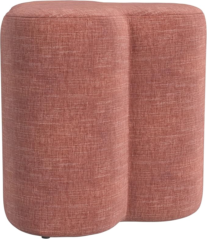 HomePop Upholstered Clover Shaped Ottoman Home Décor|Foot Rest Ottoman - Pink Chenille