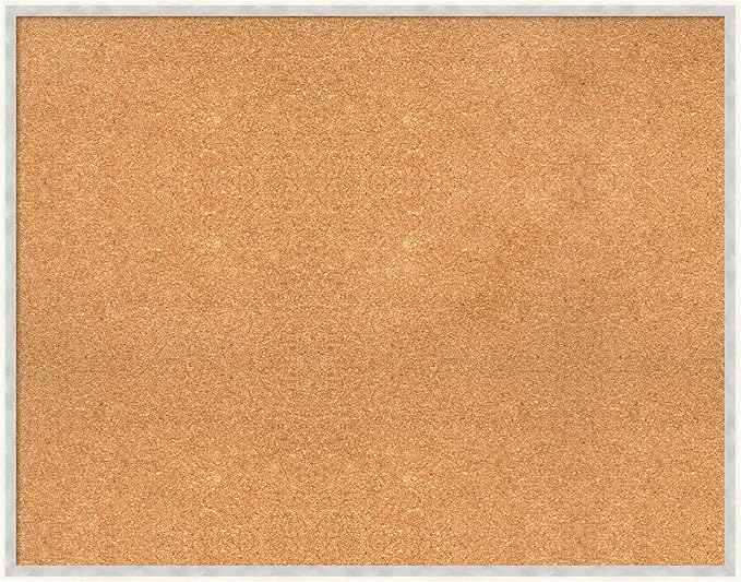 Amanti Art Natural Cork Board for Wall, 29x37 Vision Board with White Frame, Large Corkboard Office Decor for Home Organization, Modern Corkboard Pinboard to Display Items for Home Organization in