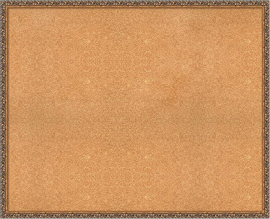 Amanti Art Natural Cork Board for Wall, 34x42 Vision Board with Bronze Frame, X-Large Corkboard Office Decor for Home Organization, Traditional Corkboard Pinboard to Display Items for Home