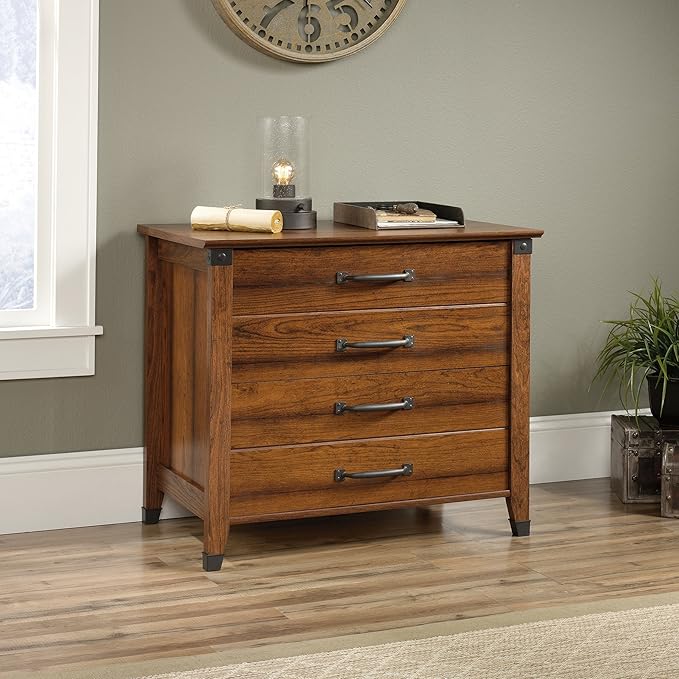 Sauder Carson Forge 2 Drawer Lateral File Cabinet, Rustic Vintage Style Filing Drawers, in Washington Cherry