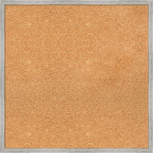 Amanti Art Natural Cork Board for Wall, 25x25 Vision Board with White Frame, Medium Corkboard Office Decor for Home Organization, Cottage Corkboard Pinboard to Display Items for Home Organization in