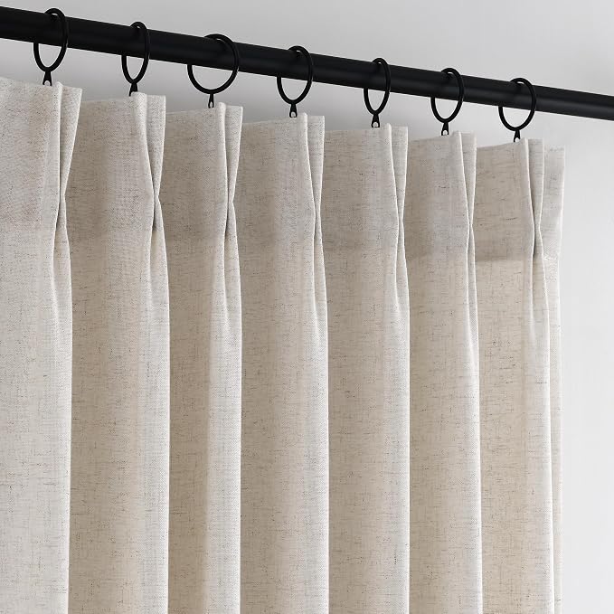 Memory Trained Pinch Pleated Curtains 90 Inches Long, Viral Linen Pinch Pleat by ANRODUO