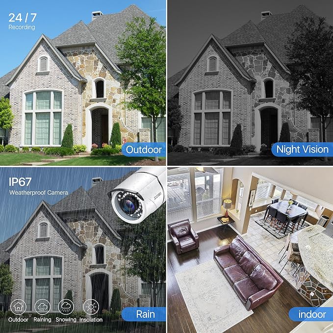 ZOSI 4 Pack 2MP 1080p HD-TVI Home Security Camera Outdoor Indoor 1920TVL - Image 4