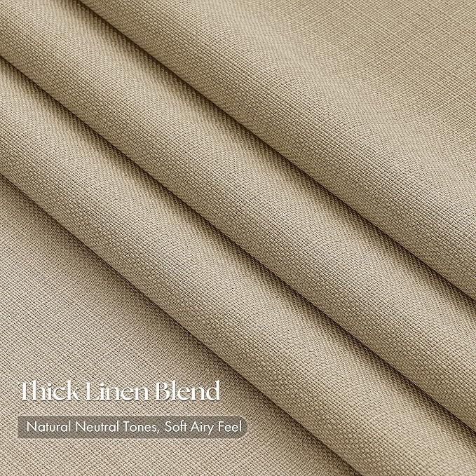 Oatmeal Pinch Pleated Bedroom Curtains 102 Inches Long 4 Panels Set, Memory - Image 2